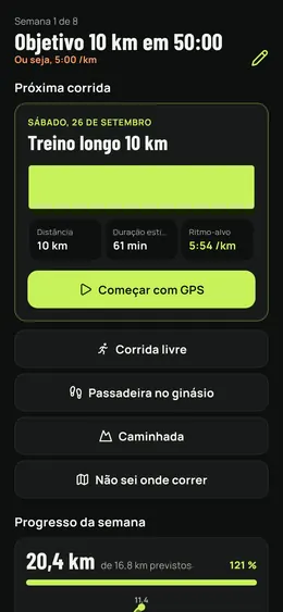 O início da corrida: próxima saída e semana