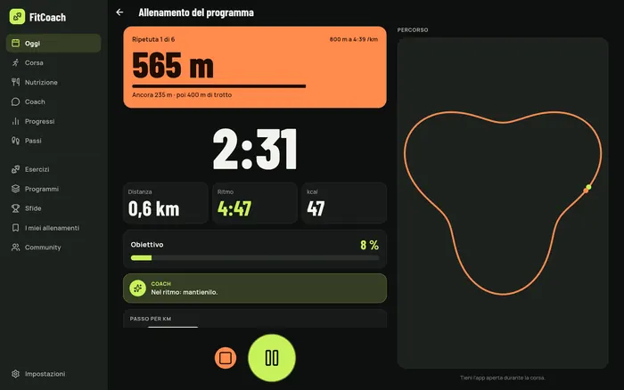 La corsa in tempo reale su grande schermo