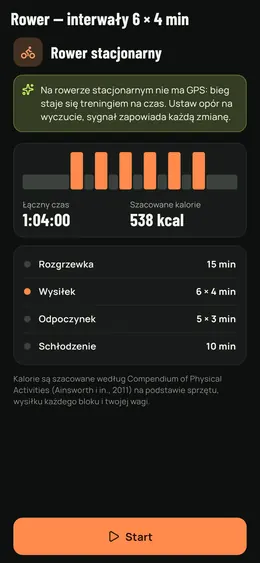 Zaplanowany trening na rowerze stacjonarnym