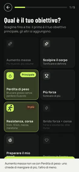 Scelta degli obiettivi: uno principale e fino a due in più