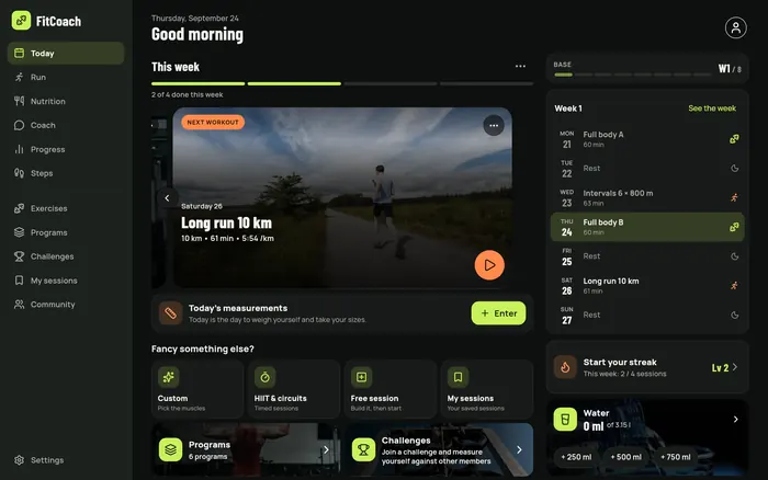 Today on a computer: the week and the session side by side