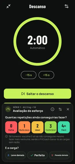 Avaliar o esforço durante o descanso