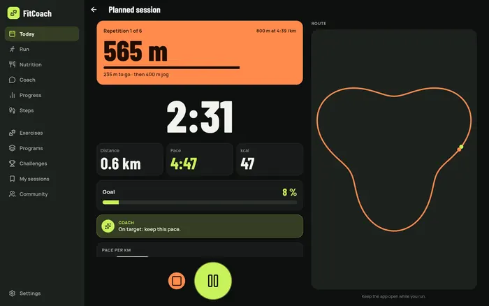 A live run on a big screen