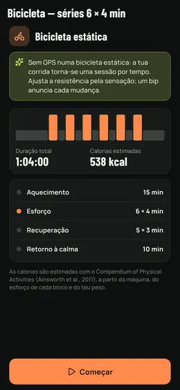 Um treino de bicicleta estática previsto